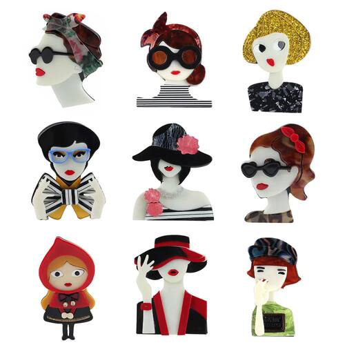 Figure Lovely Hat Girl Brooches For Women Kids Brooch Pins L
