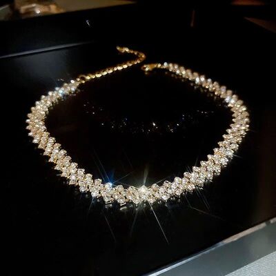 Luxury Shiny Full Rhinestone Choker Necklace for Women Perso