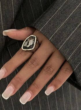 Minimalist Acrylic Rhinestone Open Ring for Women Korean Fas