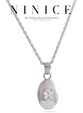 Necklaces for Women Stainless Steel Jewelry Oval Cubic Zirco