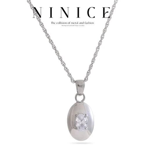 Necklaces for Women Stainless Steel Jewelry Oval Cubic Zirco