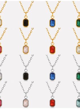 1pc Green Pink Blue Glass Drill Charms Necklace For Women St