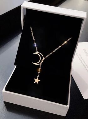 New Simple Moon Star Pendant Choker Necklace Simple Gold Col