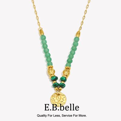New Trend Green Color Gemstone Pendant Necklace Gold Plated