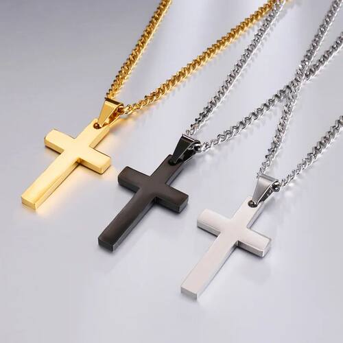 Christian Cross Pendant Necklace Men's Necklace Metal Religi