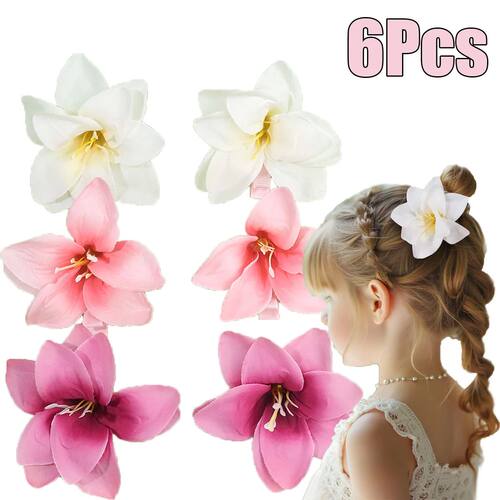6Pcs Orchid Floral Hair Clips Artificial Flower Hairpins Haw