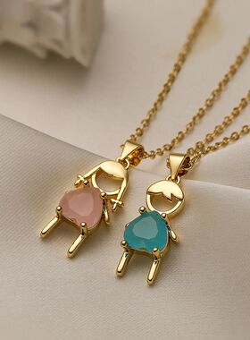 INS Design Girl/Boy Pendant Necklace for Kids Girls Stainles