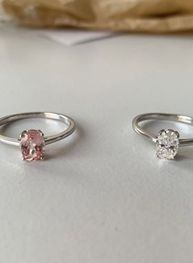 1ct Moissanite Rings GRA Pink Papalacha Lab Grow Diamond for