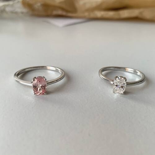 1ct Moissanite Rings GRA Pink Papalacha Lab Grow Diamond for