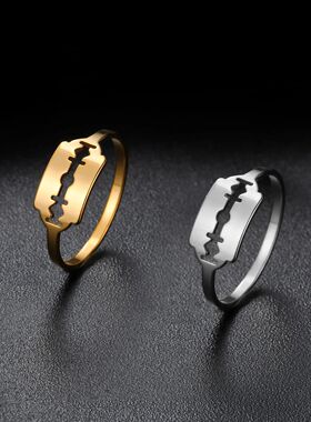 Razor Blade Men Women's Ring Stainless Steel Shaver Shape Fi