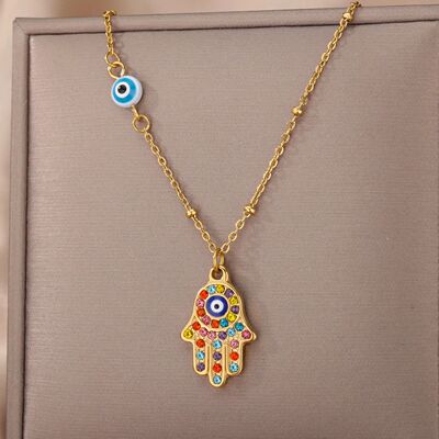 Turkish Evil Eye Necklaces For Women Stainless Steel Gold Co