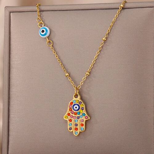 Turkish Evil Eye Necklaces For Women Stainless Steel Gold Co