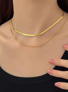 Punk Clavicle Flat Blade Snake Link Choker Necklace Gold Sil