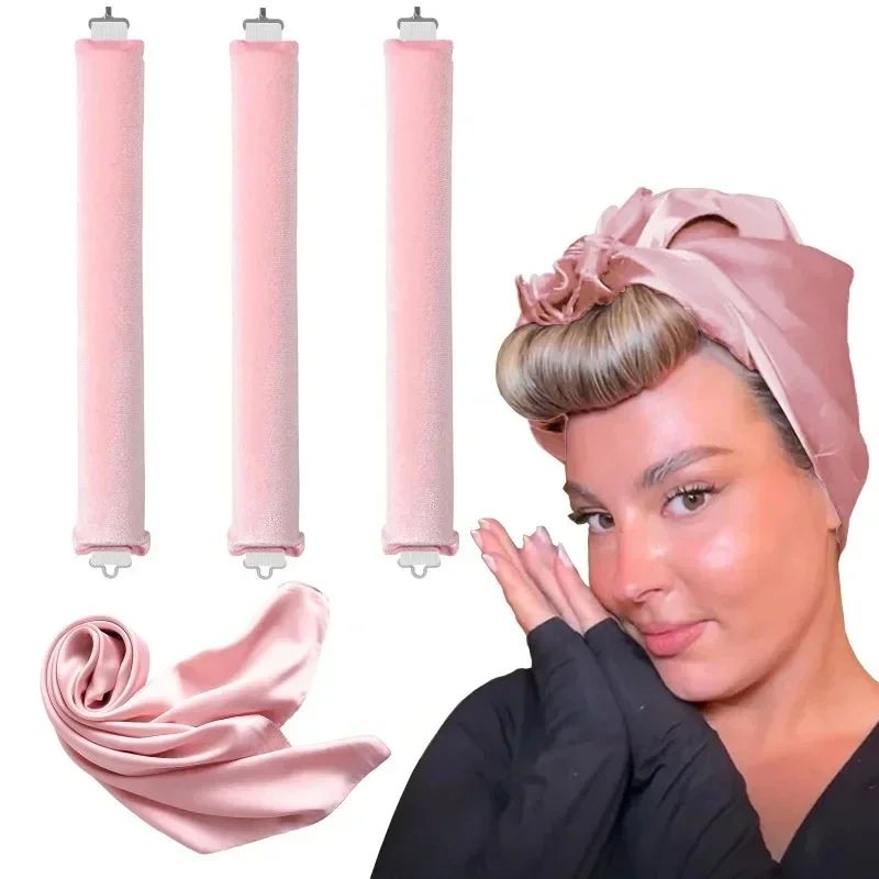 Heatless Curling Rod Headband Soft Hair Curlers with Scarf N图片