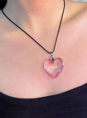 Fashion Punk Heart Crystal Necklace Gothic Vintage Red Heart