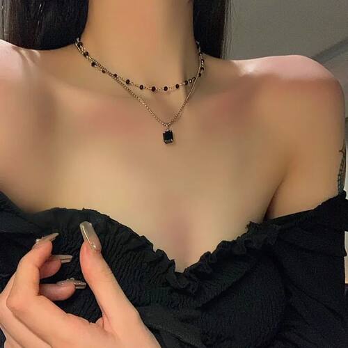 Women Choker Necklace Double Layer Beads Necklace Gift for F