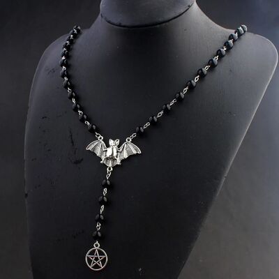 Gothic Sliver Color Metal Bat Five-pointed Star Circular Rin