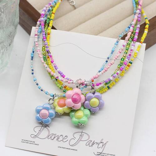Boho Korean Style Beaded Daisy Necklace Choker Y2K Colorful