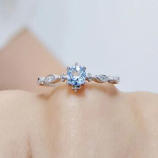 Zircon Open Beautiful Color Exqui Women Blue For Silver Ring