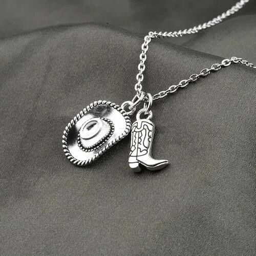 Fashion Antique Silvery Color Cowboy Hat Cowgirl Boots Penda