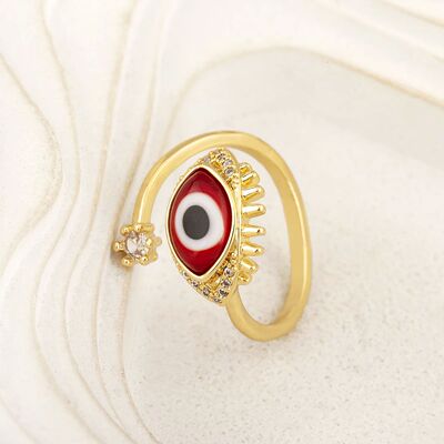 New Trendy Copper 4 Colors Evil Eye Open Rings Adjustable Fo