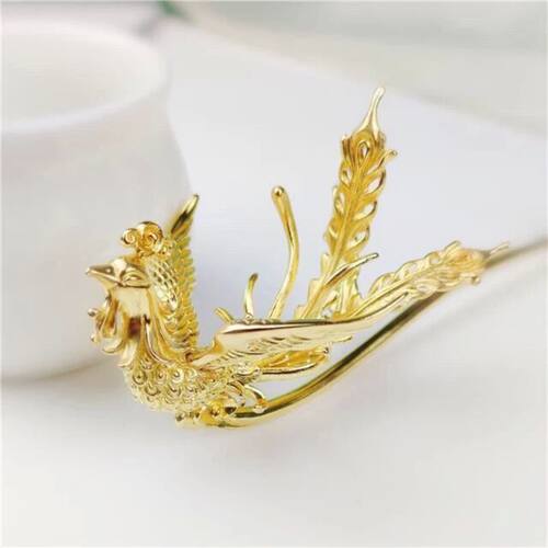 Chinese Style Original sSilver Ancient Gold Craft Phoenix ha