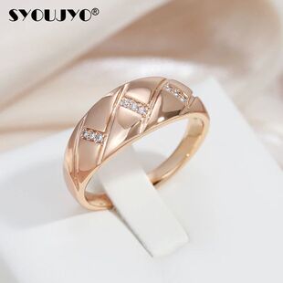 585 Color Gold For Vintage Women Rings Zircon Paved Cubic