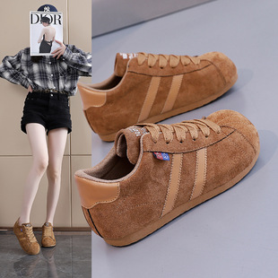 轻奢感平底丑萌大头德训鞋女2026秋季新款爆款休闲面包板鞋258-2