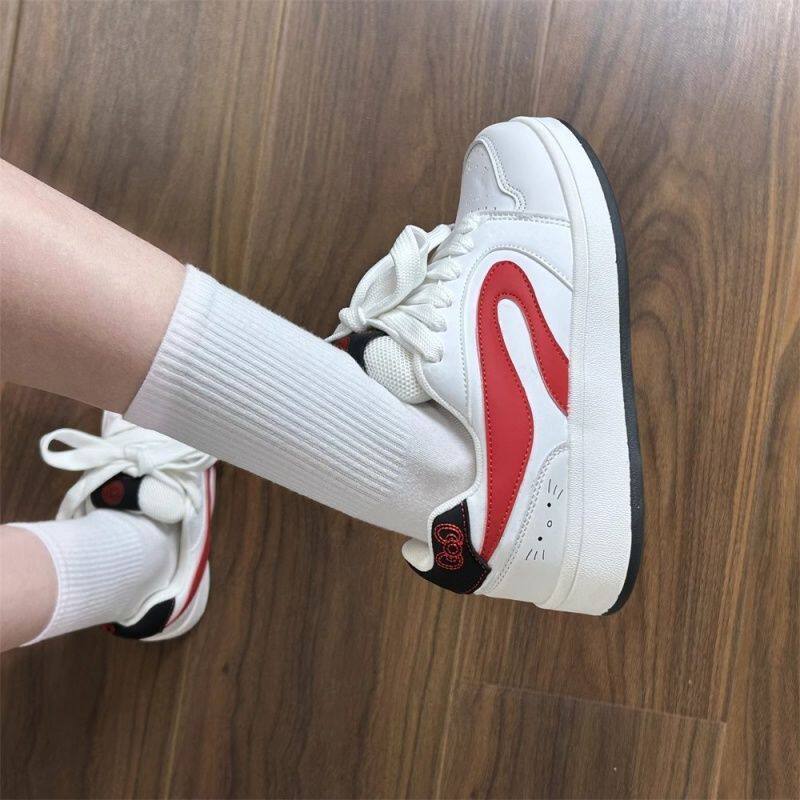 岚爵学生红色面包鞋女设计百搭休闲潮流板鞋耐磨2025夏季女款新款