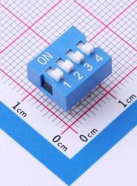 SMQS-04B-TP 间距2.54mm 平拨,凸起式4位拨码开关 - 拨码开关