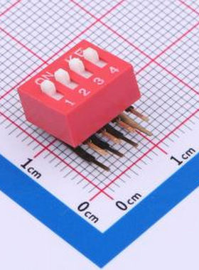 DSDA04LHGETR 2.54mm 宽体红色4位弯脚90°拨码开关 - 拨码开关