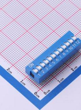 SMQS-12B-TP 间距2.54mm 平拨,凸起式12位拨码开关 - 拨码开关