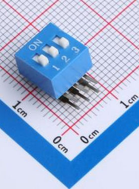 DA-3-B-T 2.54mm间距 3位 琴键式 90度弯插侧拨 蓝色 拨码开关 插