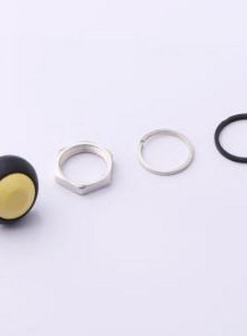 YTS8P012NL1YT00 黄钮Φ12手柄塑胶按动5.5N复位按动开关 四件套