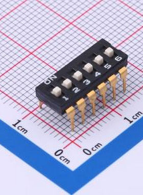 YDD06H2 6位高拨键黑色插件2.54MM拨码开关 插件 拨码开关