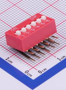 TM-06 拨码开关红色06P-90度插脚4PIN间距2.54mm立式侧插侧拨6位D