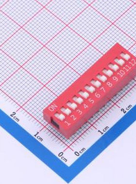 DS-12-R-T 红色平拨 12位 KE拨码开关 插件 拨码开关