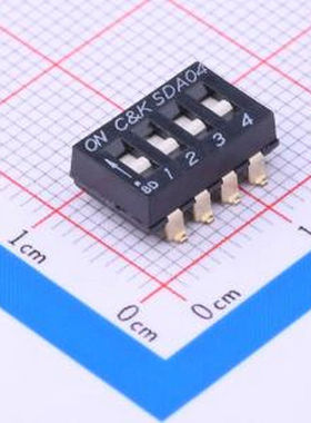 SDA04H0SBD 间距2.54mm 平拨,凹槽式 4位拨码开关 SMD-8P,7.5x12.