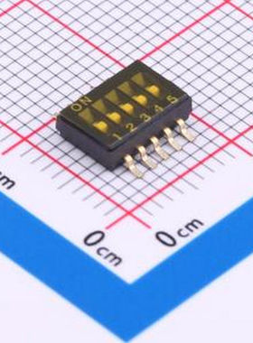 DS-05P 1.27mm间距5位 贴片黑色S脚 拨码开关 SMD,P=1.27mm 拨码