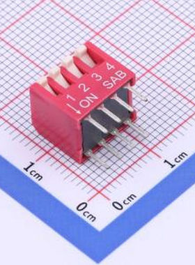 BP04LR 2.54mm间距4P 红色侧拨开关 插件 拨码开关
