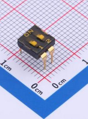 YDD02LS2 2位低拨键贴膜黑色插件2.54MM拨码开关 插件 拨码开关