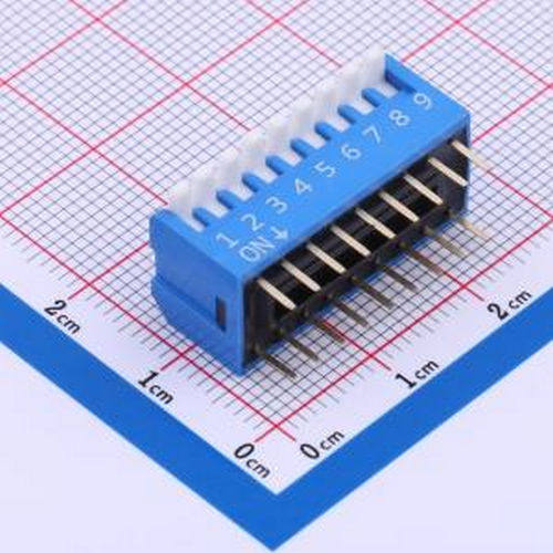 DP-09-B-T 蓝色侧拨长柄 9位 拨码开关 插件 拨码开关