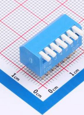 DL-07LT 2.54mm间距 7位 琴键式 直插侧拨长柄 蓝色 拨码开关 插