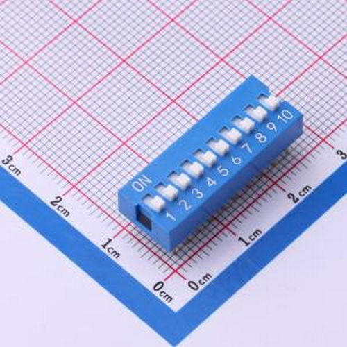 SMQS-10B-TP 间距2.54mm 平拨,凸起式10位拨码开关 - 拨码开关
