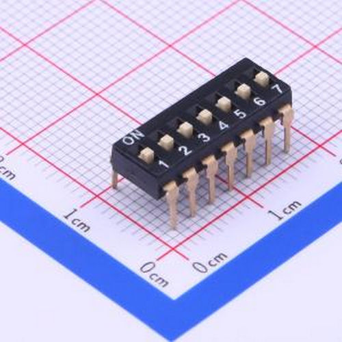 DSIC07LH-P 间距2.54mm 平拨,凸起式 7位拨码开关 插件 拨码开关