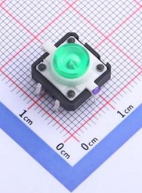 K6-1212A-04 带灯开关 绿色12.0mm*12.0mm 插件 轻触开关