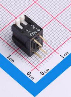 DP-02-K-T 2位 2.54mm间距 宽体黑色侧拨 DIP拨码开关 管装 插件