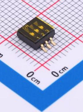DS-03P 1.27mm间距3位 贴片黑色S脚 拨码开关 SMD,P=1.27mm 拨码