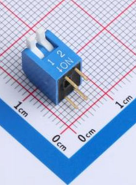 DP-2-B-T 2.54mm间距 2位 琴键式 直插侧拨 蓝色 拨码开关 插件,P
