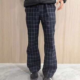 vintage美式复古格子裤男款微喇弯刀裤子cleanfit宽松直筒休闲裤
